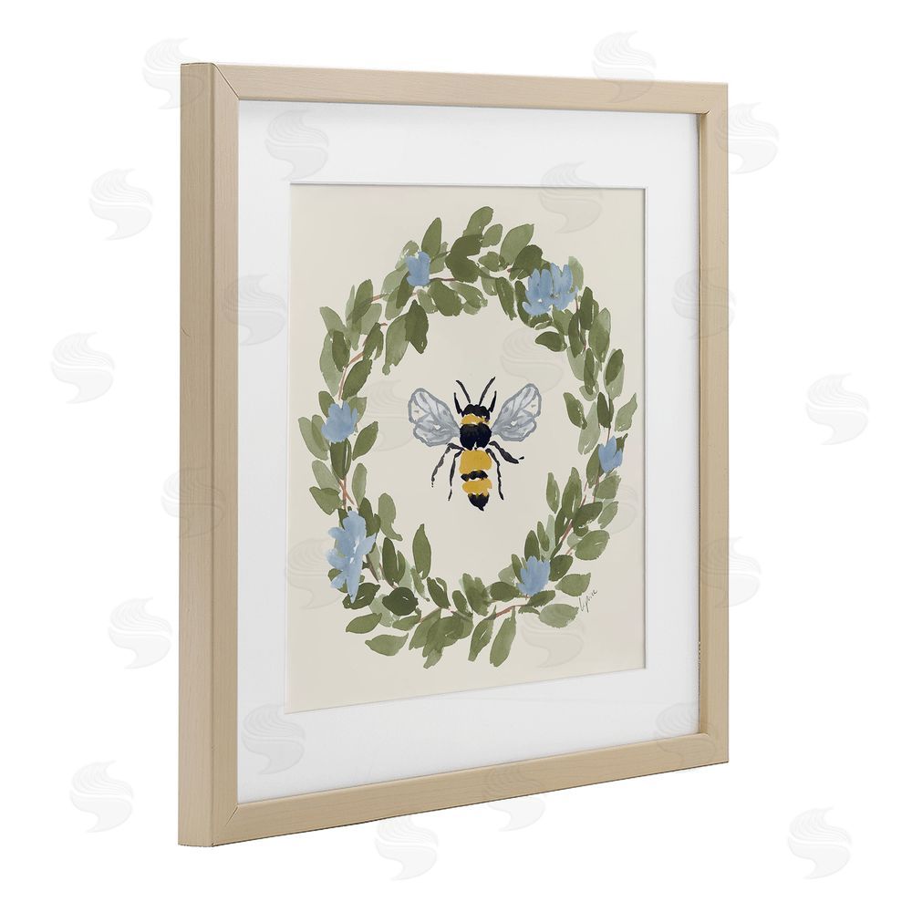 Lucille Price Bee Celebration Wreath Brown Framed Print Under Glass with Matting Wall Art