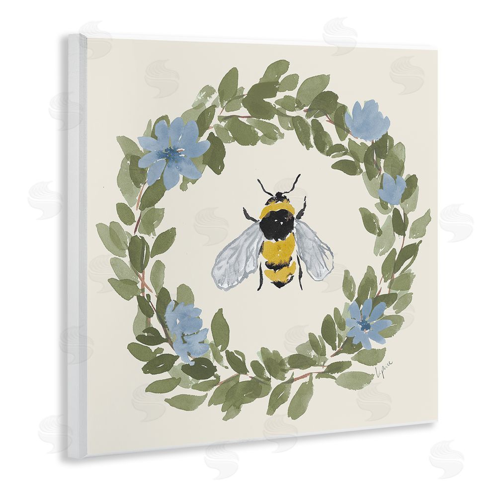 Lucille Price Floral Wreath Bee Celebration Wall Plaque Home Decor Art Print