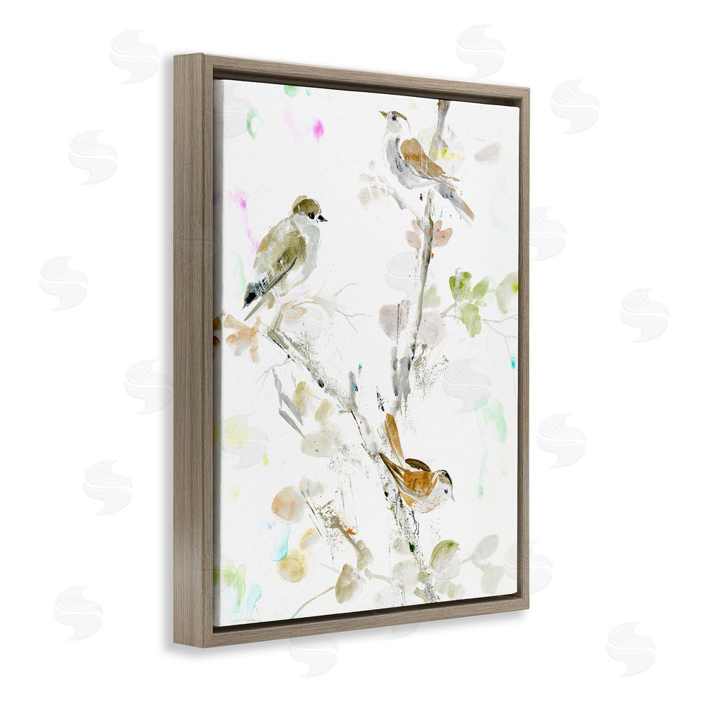Lorenzo Collective Delicate Feathers Trio Brown Floating Frame Wall Art Print