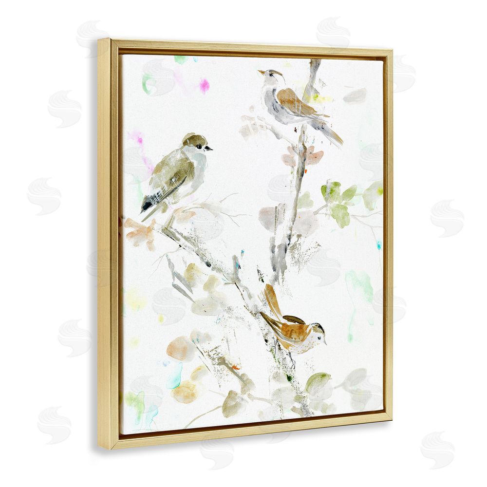 Lorenzo Collective Delicate Feathers Trio Gold Floating Frame Wall Art Print