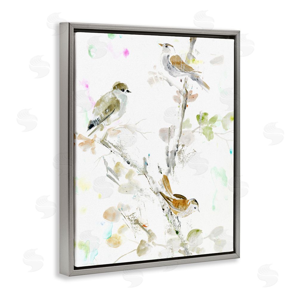 Lorenzo Collective Delicate Feathers Trio Gray Floating Frame Wall Art Print