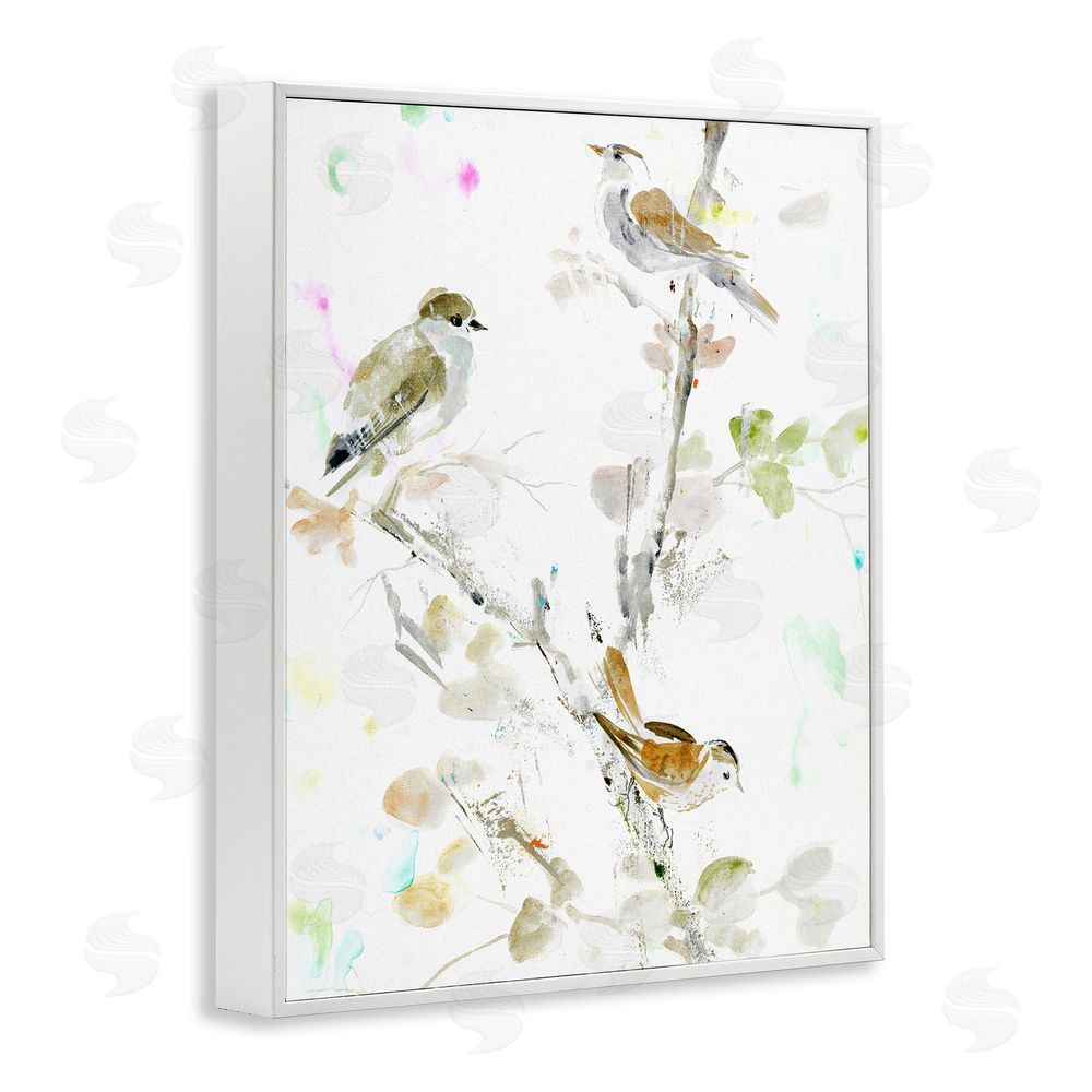 Lorenzo Collective Delicate Feathers Trio White Framed Giclee Wall Art Print