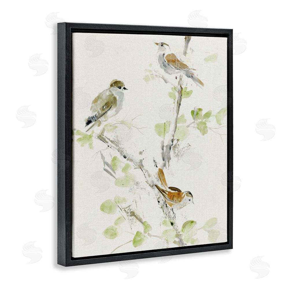 Lorenzo Collective Delicate Feathers Abstraction Black Floating Frame Canvas Wall Art