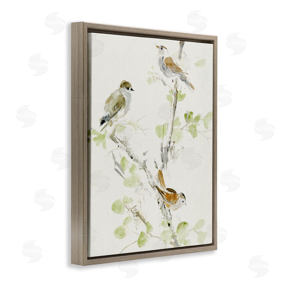 Lorenzo Collective Delicate Feathers Abstraction Brown Floating Frame Canvas Wall Art