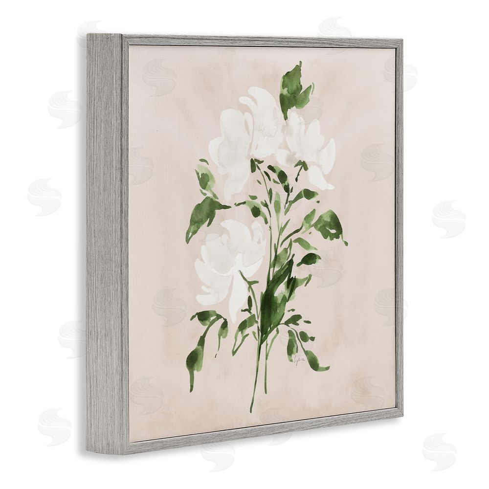 Lucille Price White On Tan Blossom Gray Framed Giclee Wall Art Print