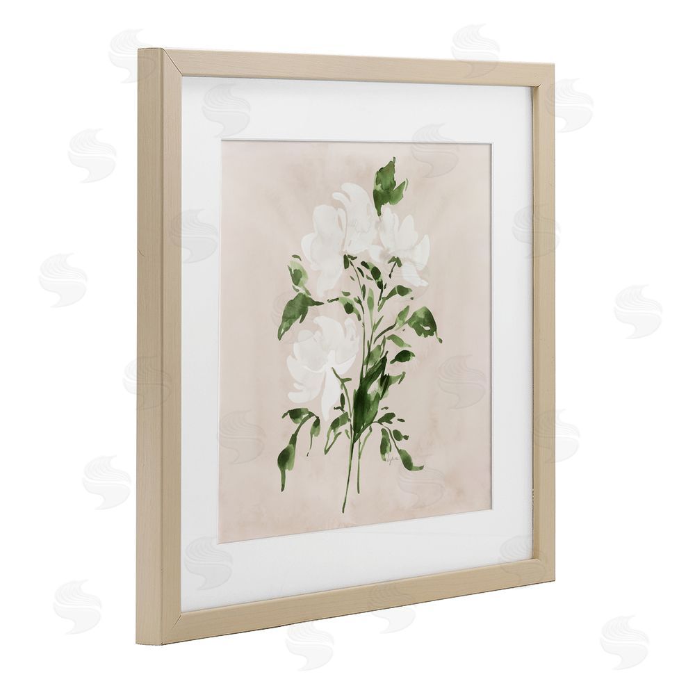Lucille Price White On Tan Blossom Brown Framed Print Under Glass Wall Art