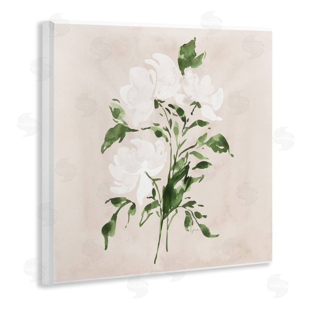 Lucille Price White On Tan Blossom Wall Plaque Art Print