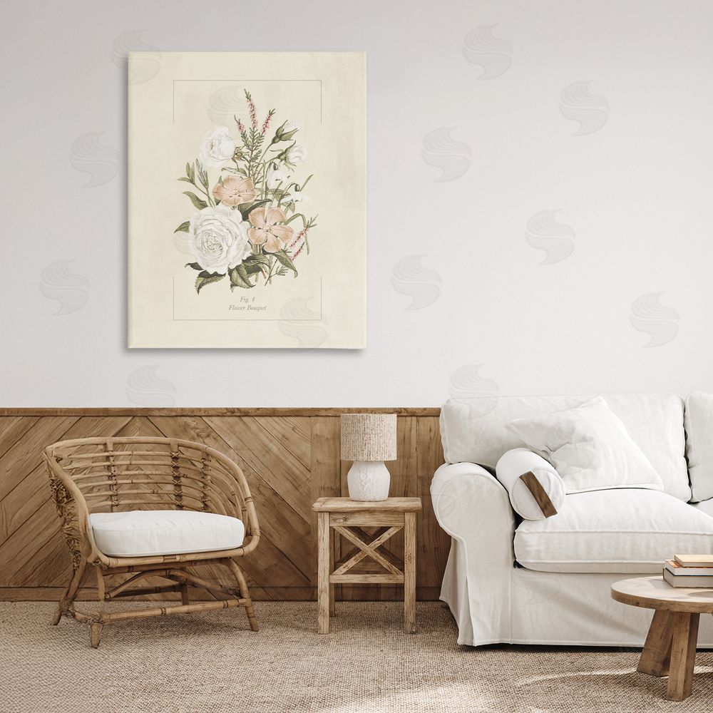 Dan Meneely Neutral & Soft Bouquet Study Stretched Canvas Wall Art Print in Room