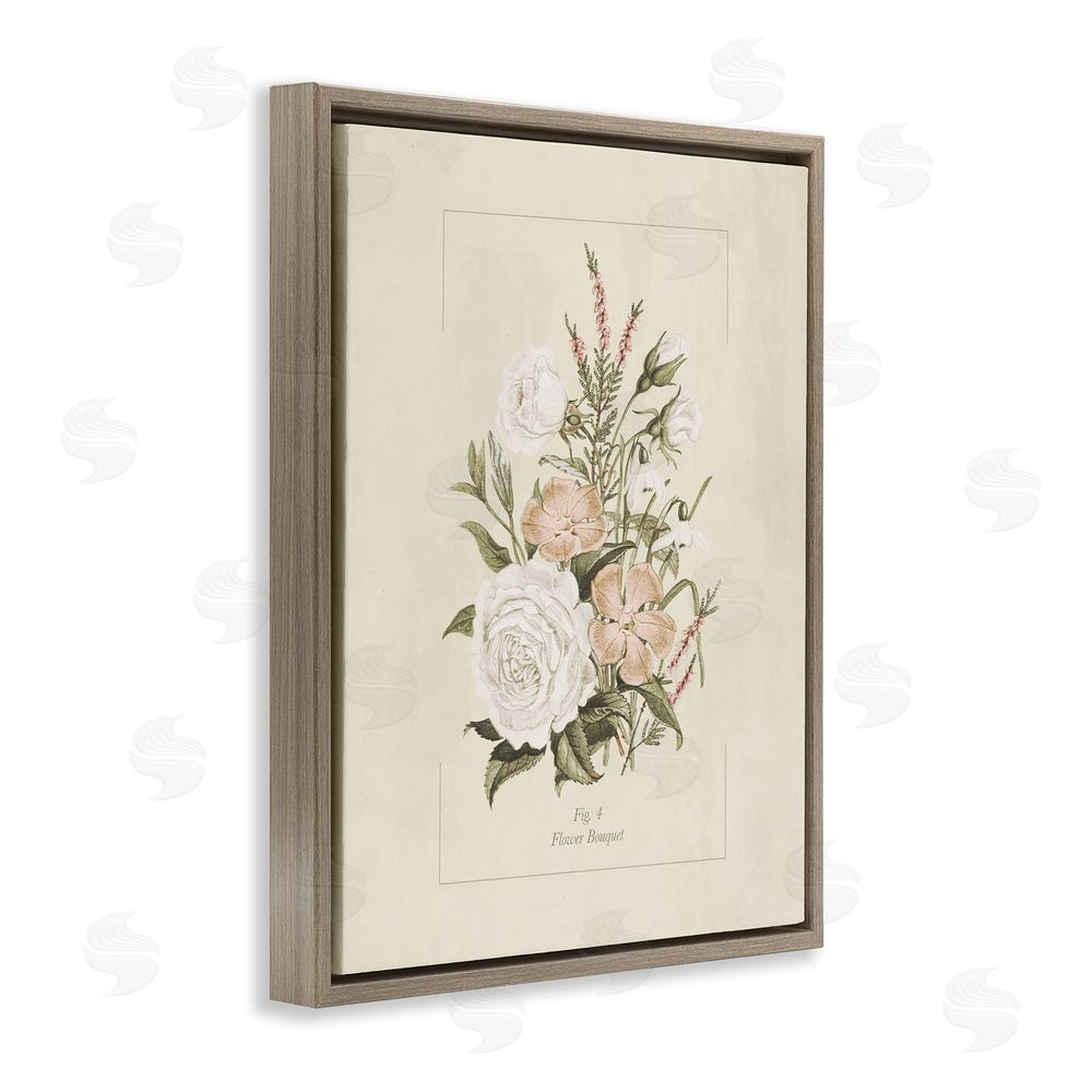 Dan Meneely Neutral & Soft Bouquet Study Brown Floating Frame Canvas Wall Art Print