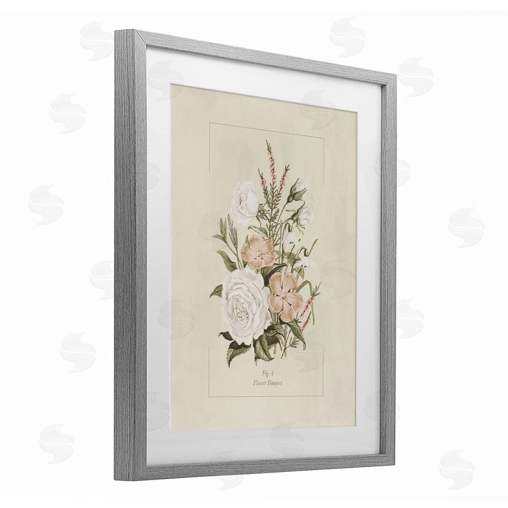 Dan Meneely Neutral & Soft Bouquet Study Gray Framed Print Under Glass Wall Art