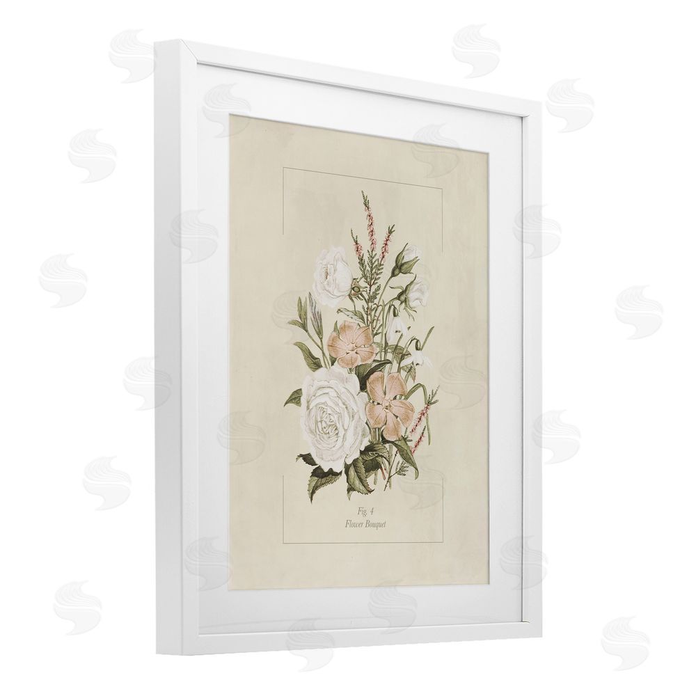 Dan Meneely Neutral & Soft Bouquet Study White Framed Print Under Glass Wall Art
