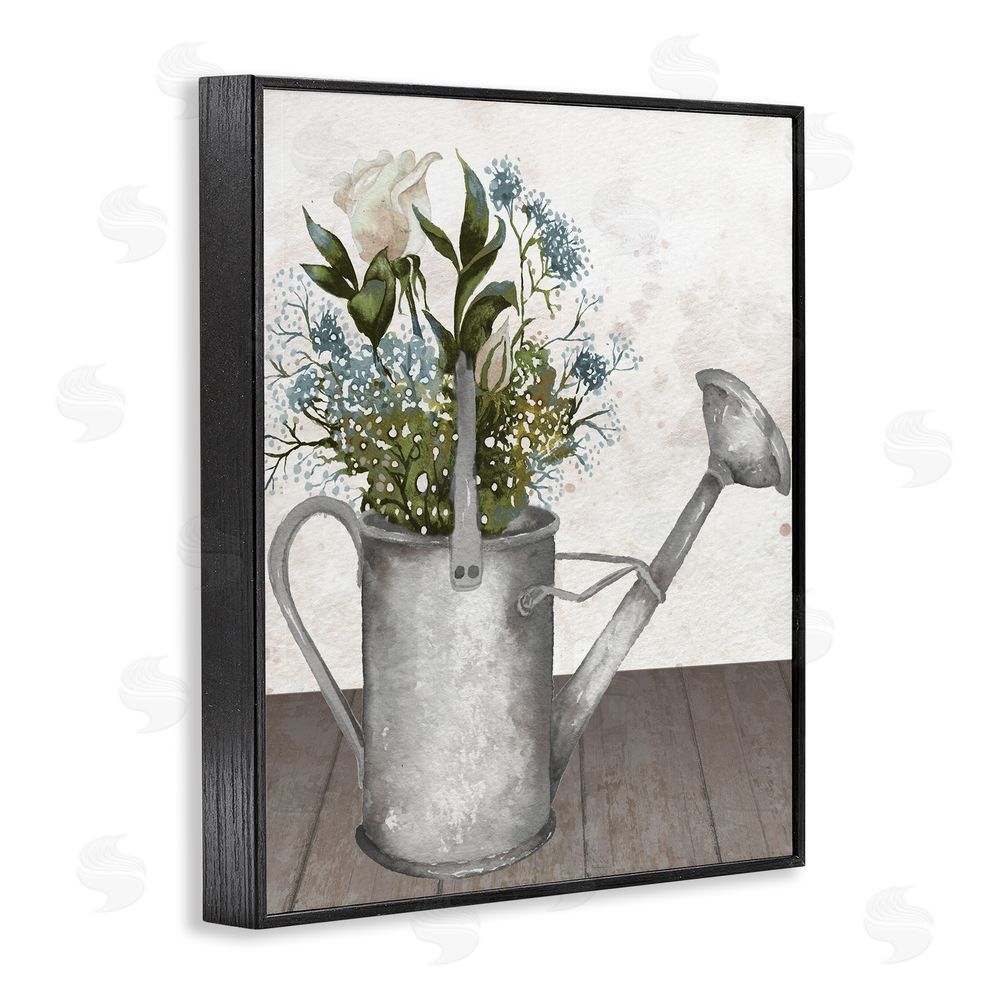 Sundance Graphics Floral Pitcher Watering Can Black Framed Giclee Wall Art Print