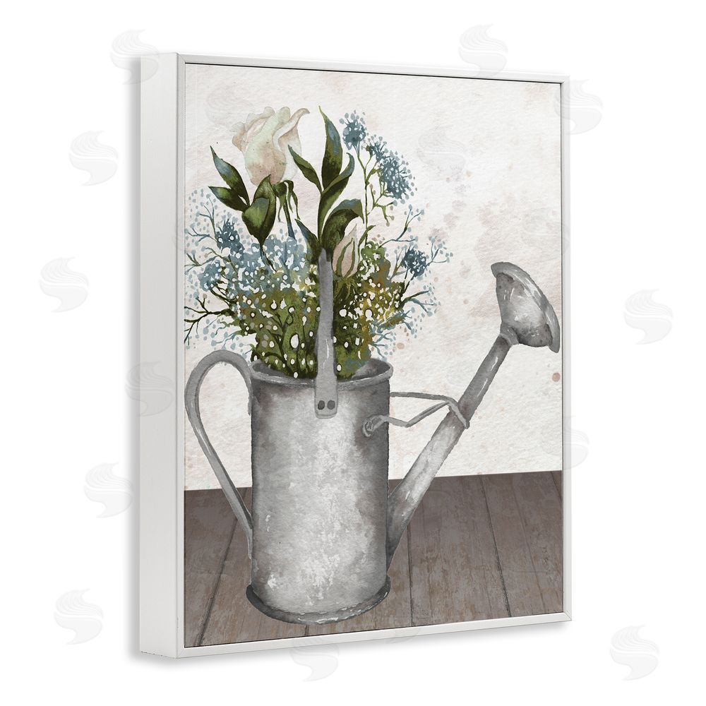 Sundance Graphics Floral Pitcher Watering Can White Framed Giclee Wall Art Print