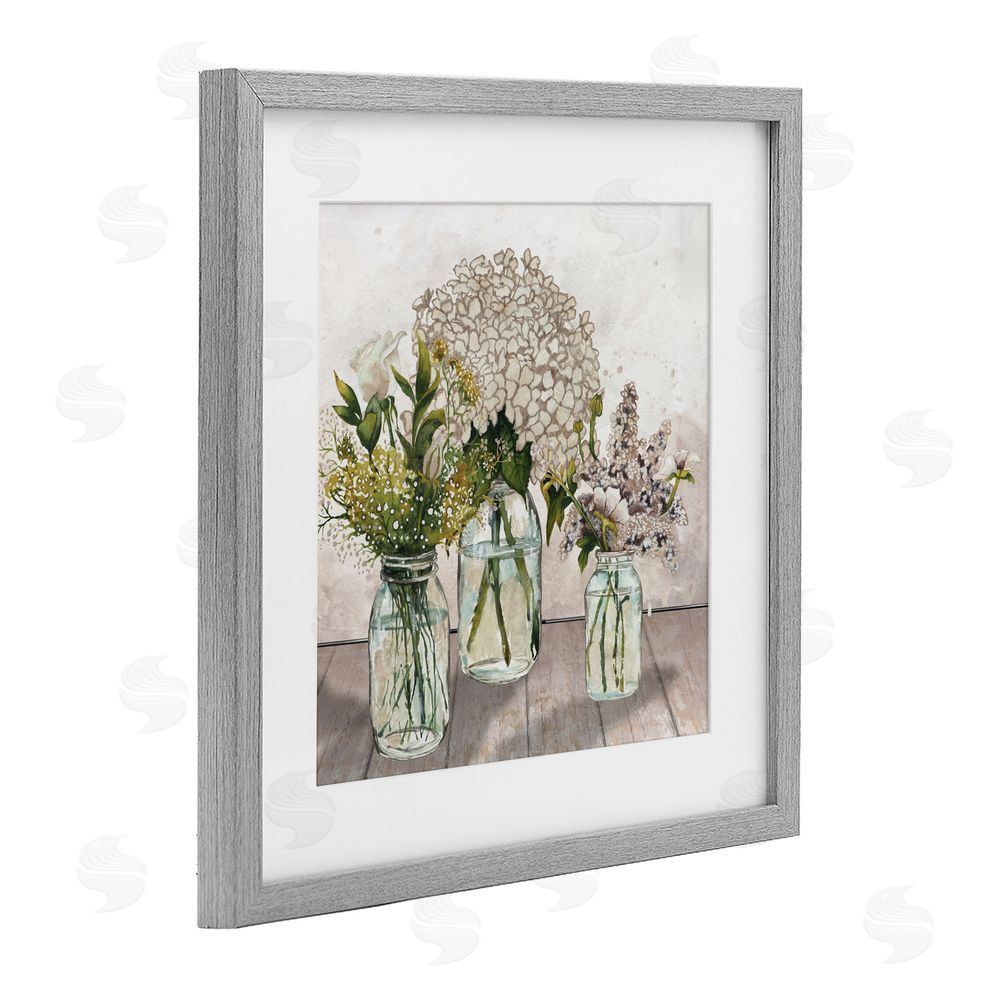 Sundance Graphics Jars Of Wildflowers Gray Framed Print Under Glass Wall Art