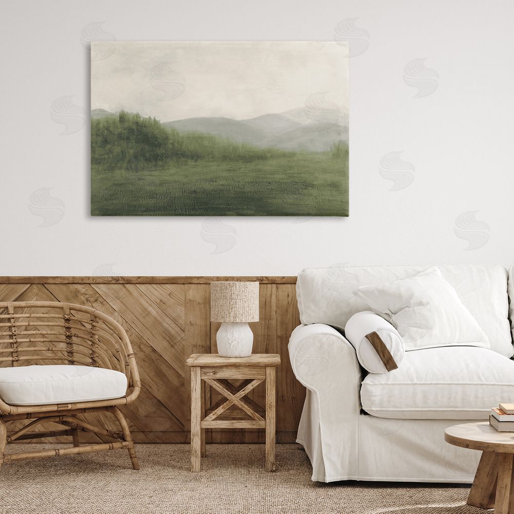 Sundance Graphics Fog Green Countryside Canvas Wall Art Print in Room