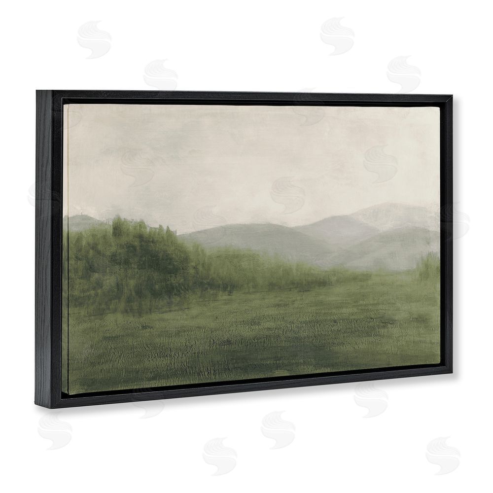 Sundance Graphics Fog Green Countryside Black Floating Frame Canvas Wall Art Print