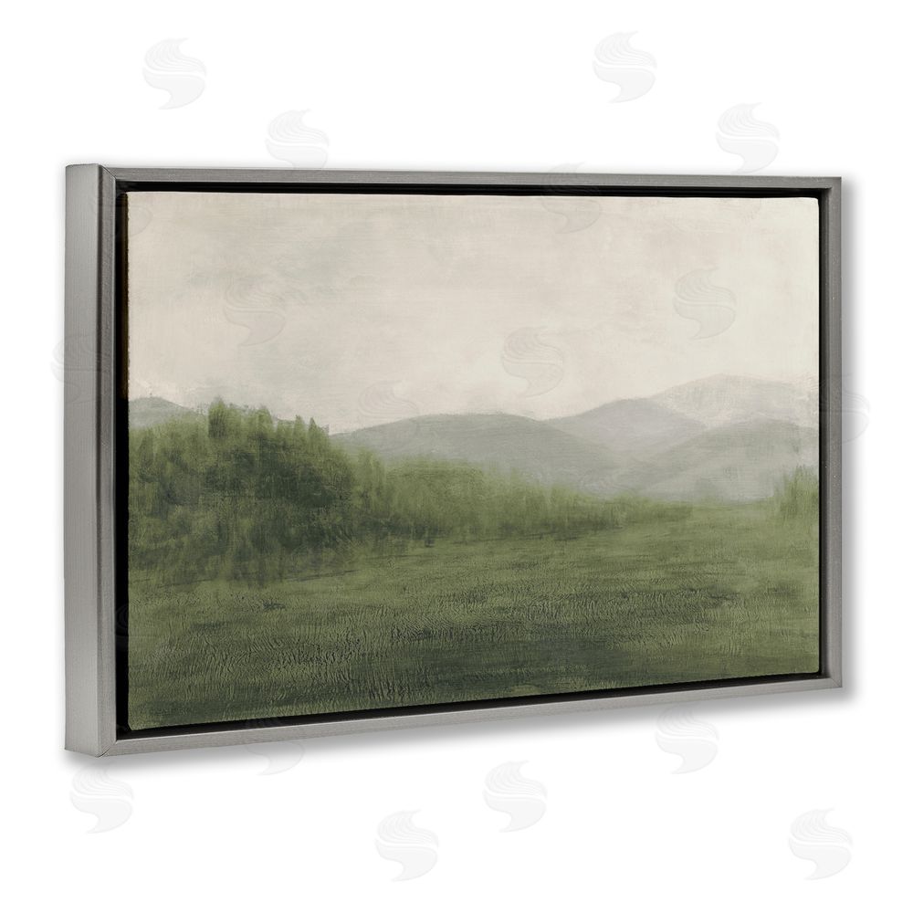 Sundance Graphics Fog Green Countryside Gray Floating Frame Canvas Wall Art Print