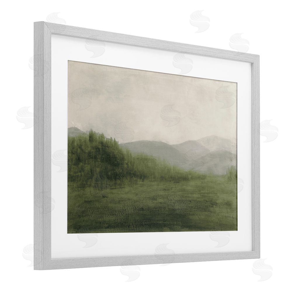 Sundance Graphics Fog Green Countryside Gray Framed Print Under Glass Wall Art