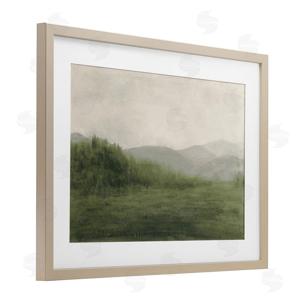Sundance Graphics Fog Green Countryside Birch Framed Print Under Glass Wall Art
