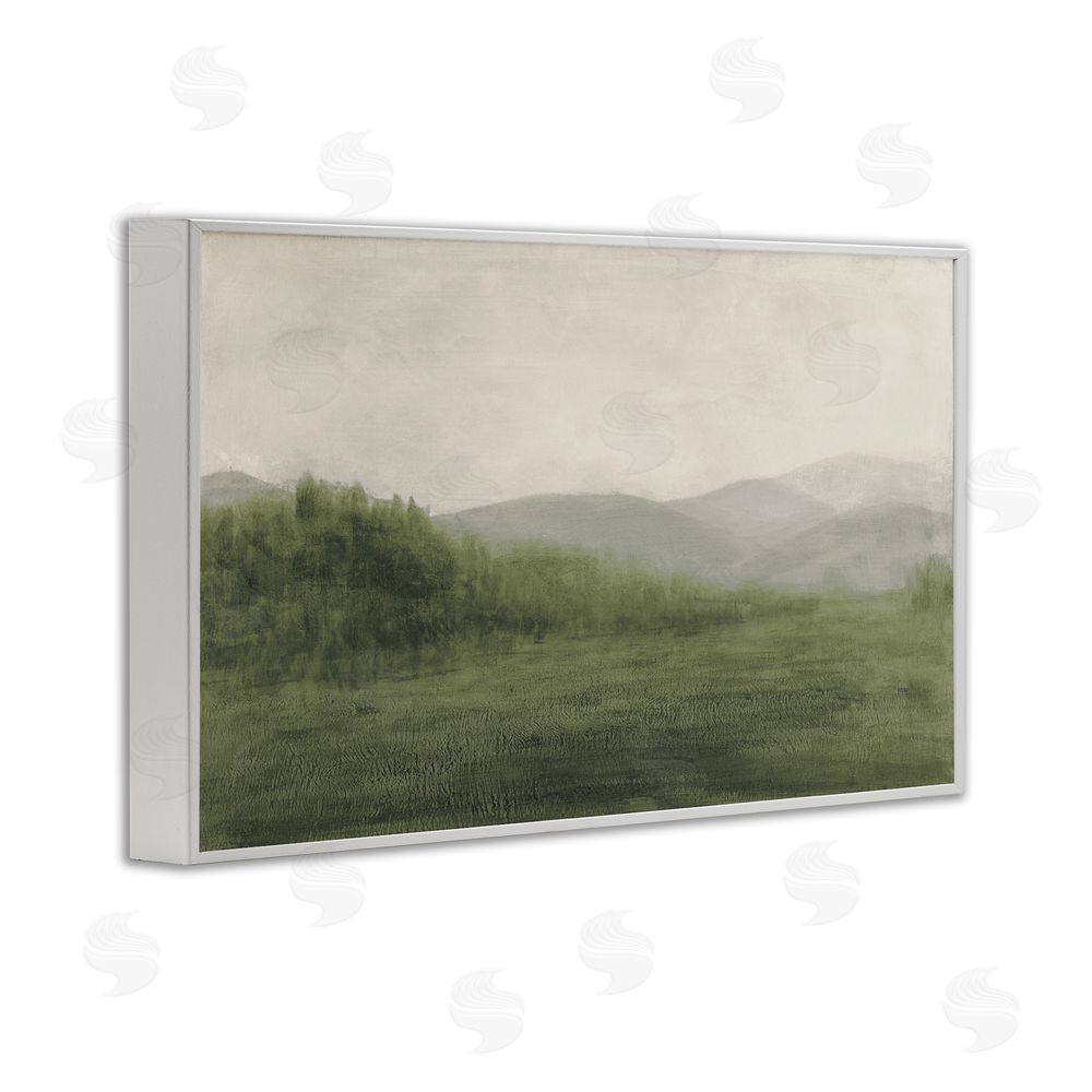 Sundance Graphics Fog Green Countryside White Framed Giclee Wall Art Print
