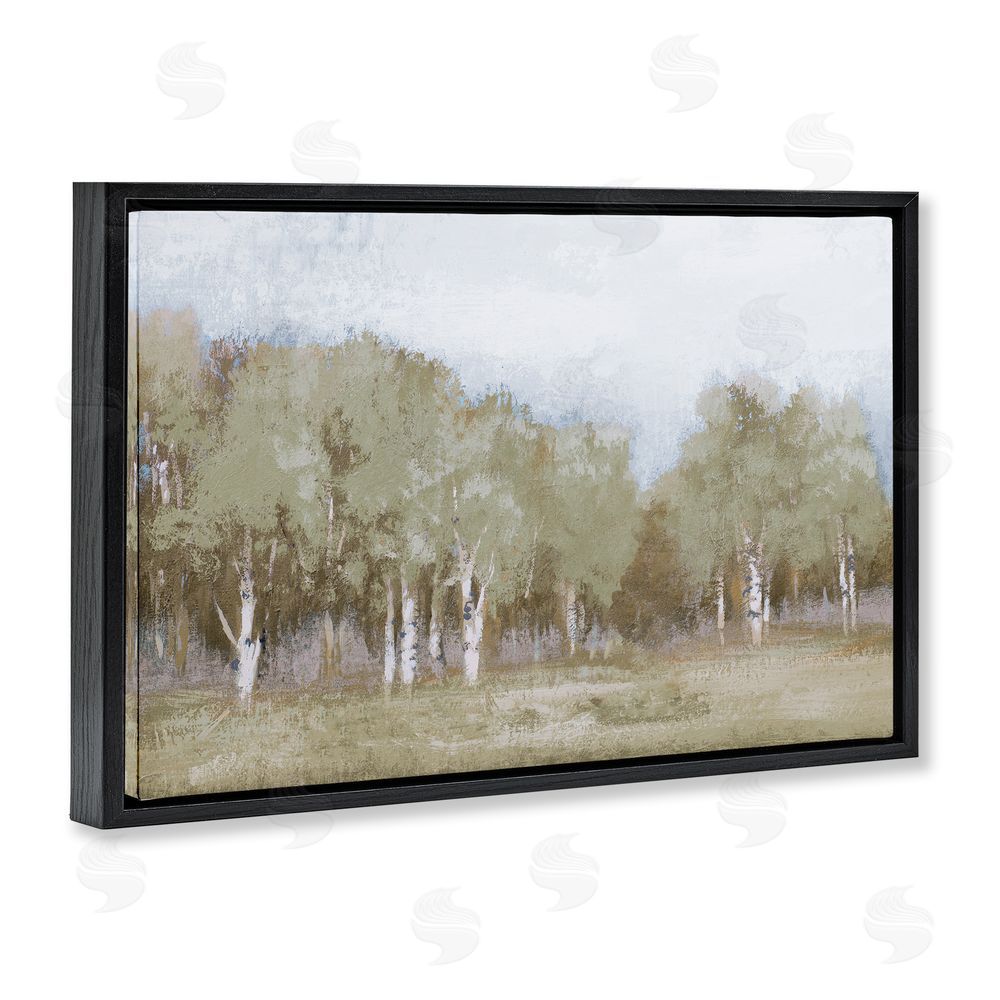 Sundance Graphics Autumn Greens Tranquil Trees Black Floating Frame Canvas Wall Art Print