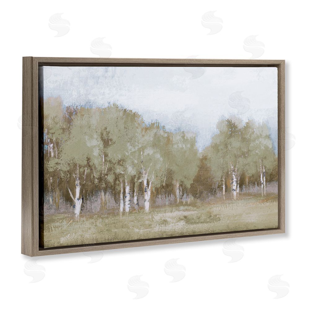 Sundance Graphics Autumn Greens Tranquil Trees Brown Floating Frame Canvas Wall Art Print