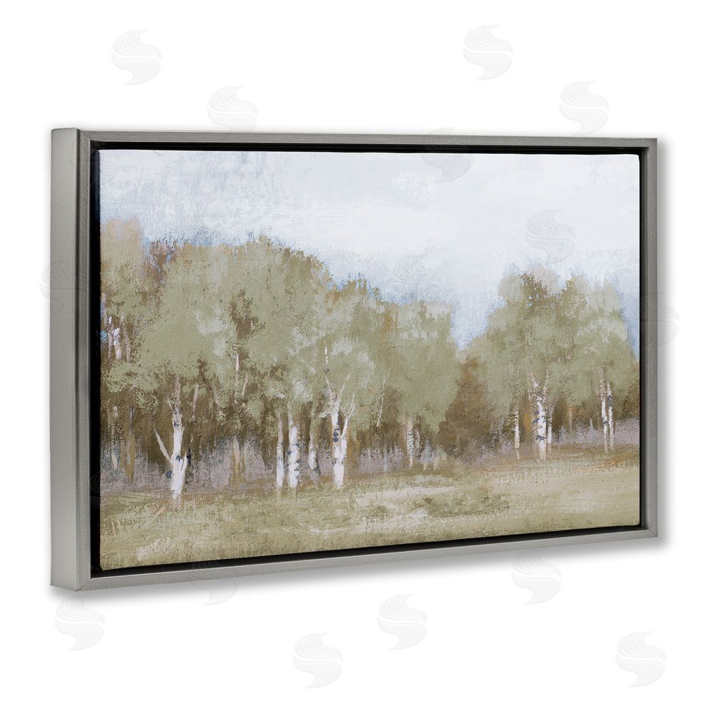 Sundance Graphics Autumn Greens Tranquil Trees Gray Floating Frame Canvas Wall Art Print