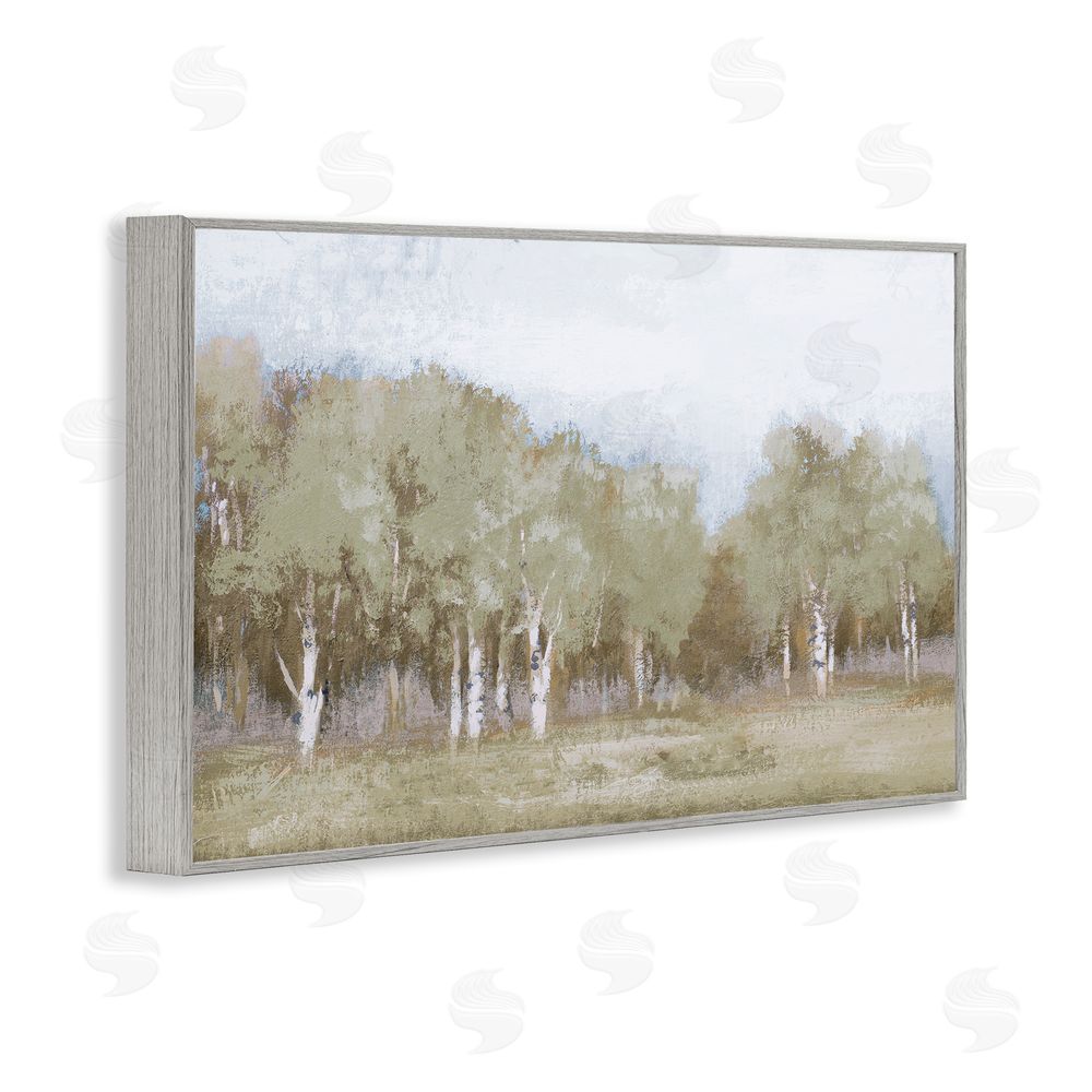 Sundance Graphics Autumn Greens Tranquil Trees Gray Framed Giclee Wall Art Print