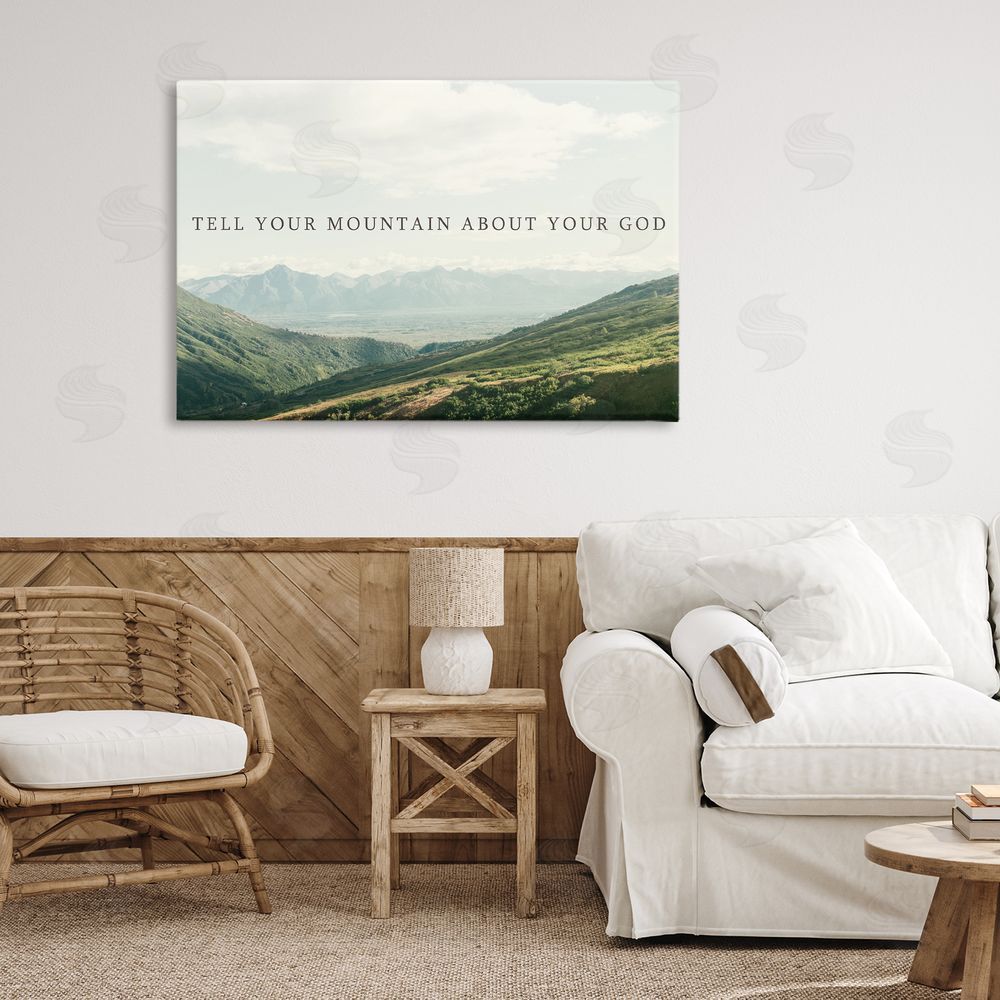 Sundance Graphics Tell Your Mountain About God Canvas Wall Art Print in Room