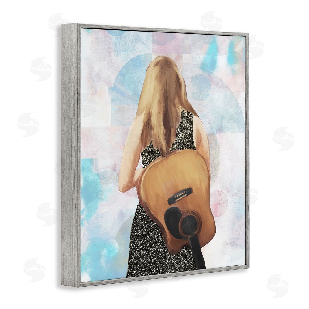 Sundance Graphics Dreaming With My Guitar Gray Framed Giclee Wall Art Print