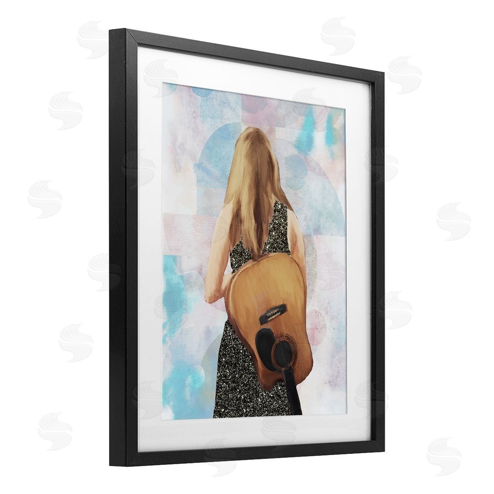 Sundance Graphics Dreaming With My Guitar Black Framed Print Under Glass Wall Art