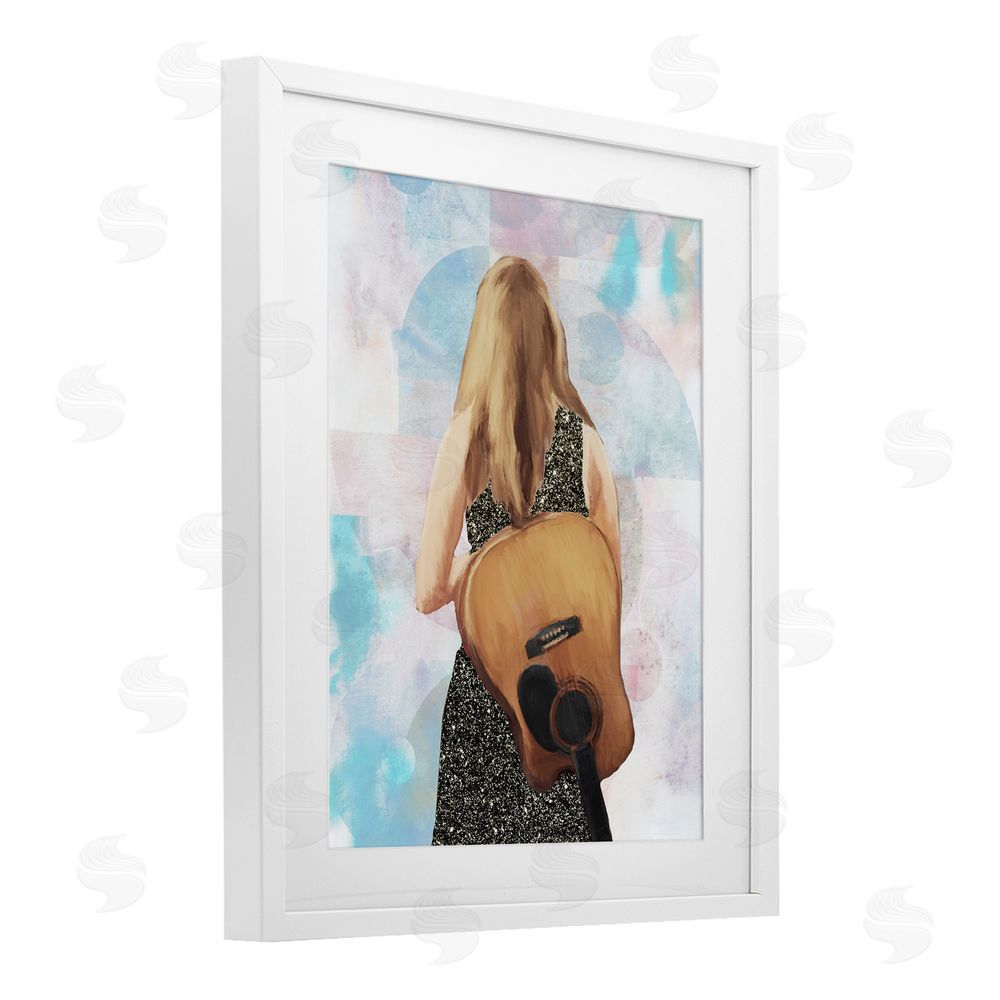Sundance Graphics Dreaming With My Guitar White Framed Print Under Glass Wall Art