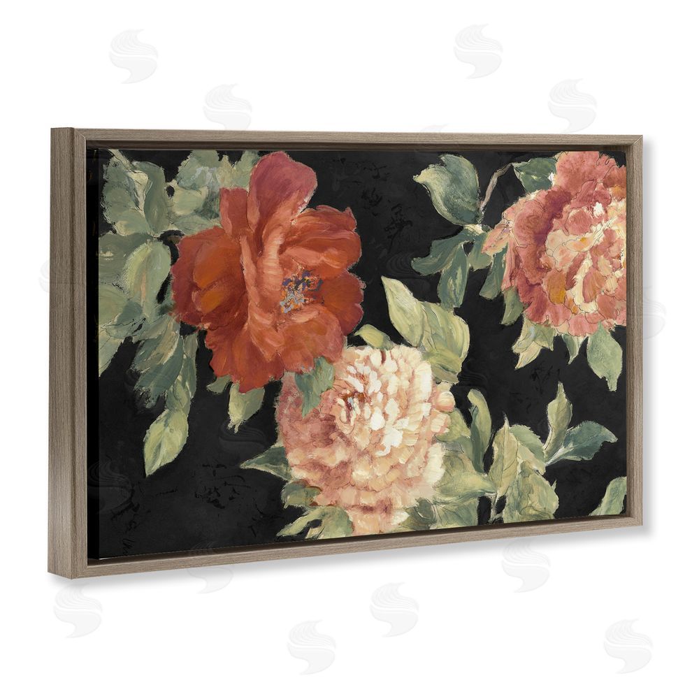 Sundance Graphics Beauty of the Red Blossom Brown Floating Frame Canvas Wall Art Print