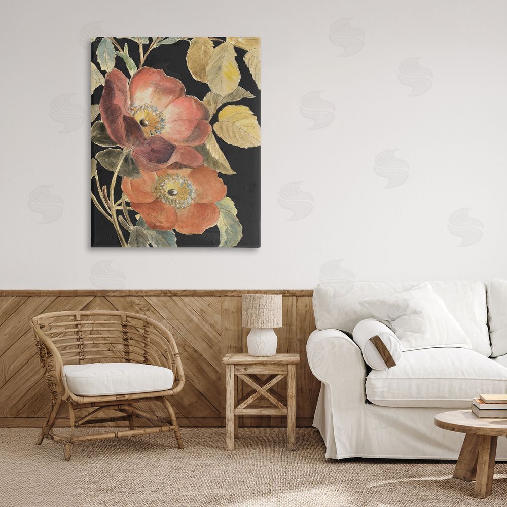 Lanie Loreth Red Flower over Black Stretched Canvas Wall Art in Room