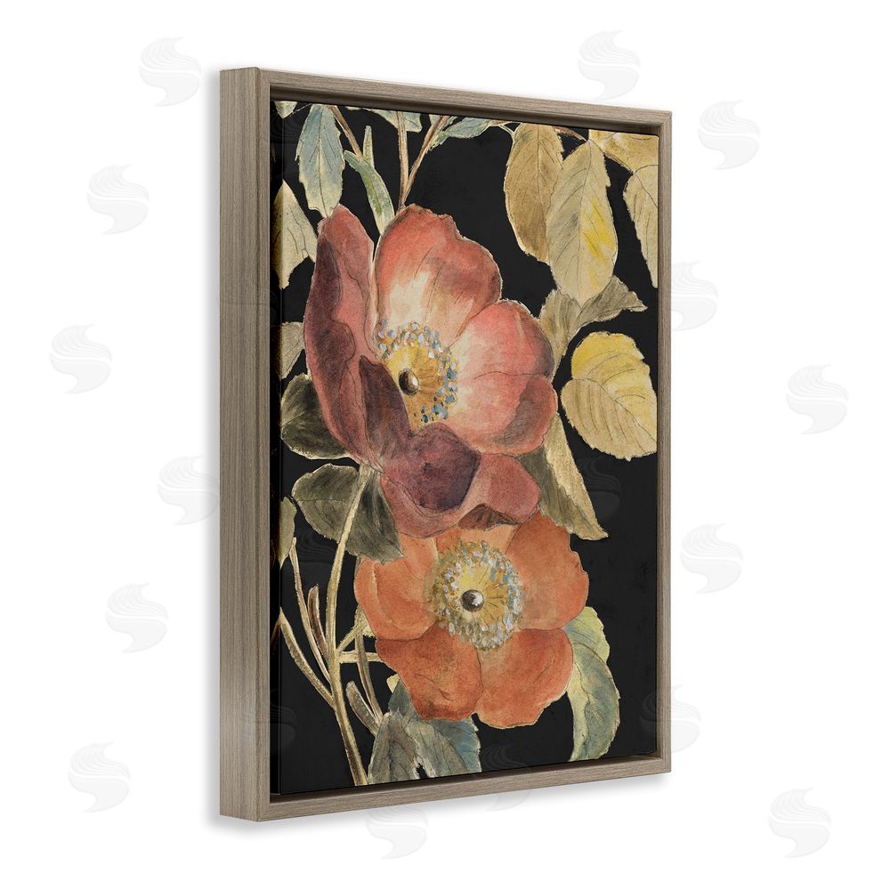 Lanie Loreth Red Flower over Black Brown Floating Frame Canvas Wall Art Print