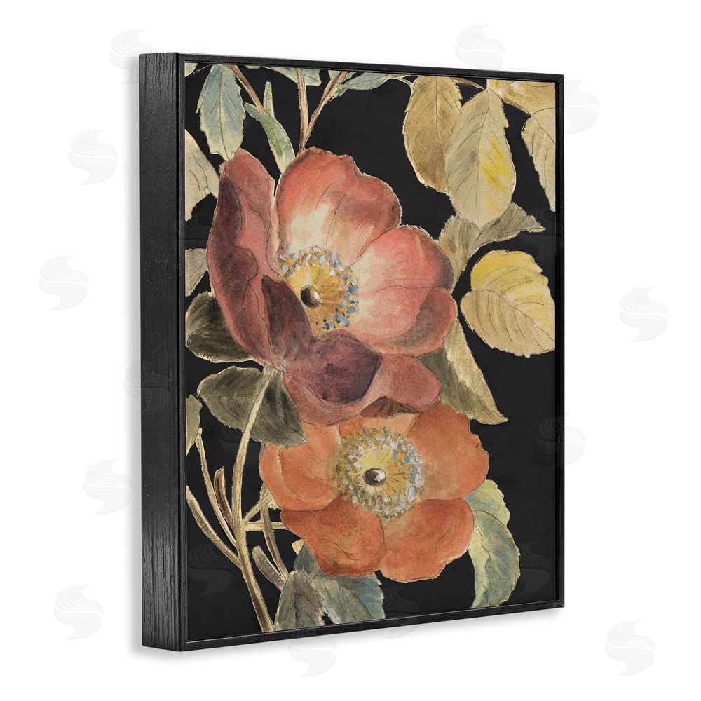 Lanie Loreth Red Flower over Black Black Framed Giclee Wall Art Print