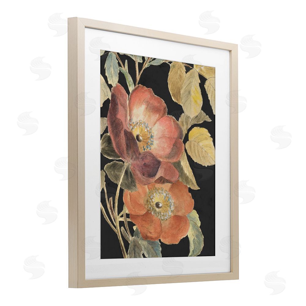 Lanie Loreth Red Flower over Black Birch Framed Print Under Glass Wall Art