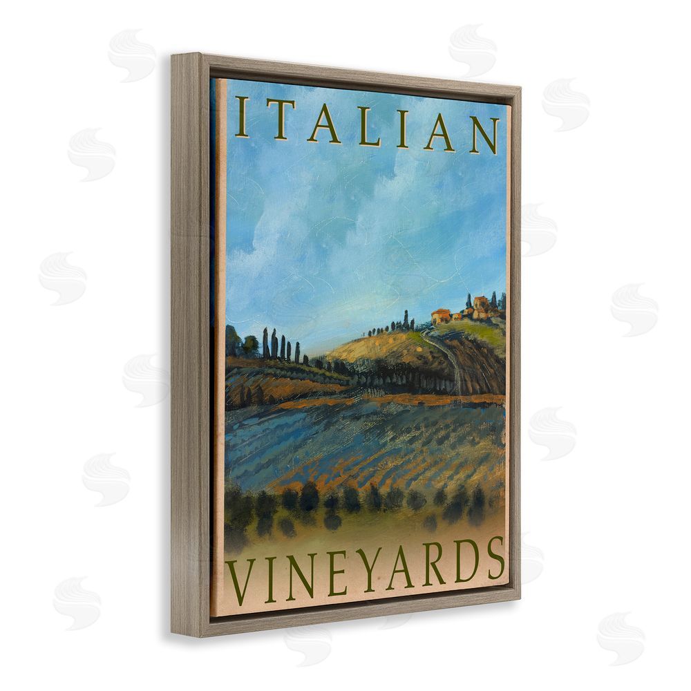 Sundance Graphics Italian Vineyards Vintage Poster Brown Floating Frame Canvas Wall Art Print