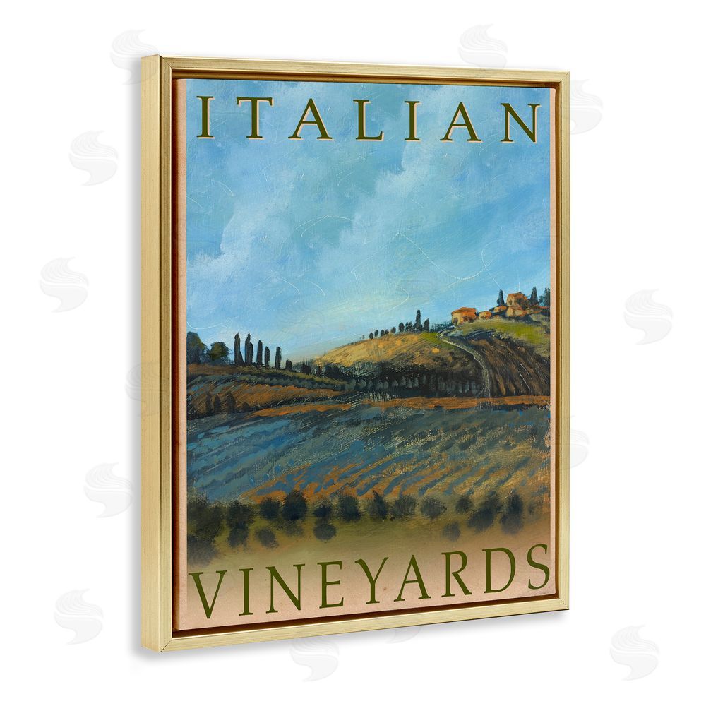 Sundance Graphics Italian Vineyards Vintage Poster Gold Floating Frame Canvas Wall Art Print