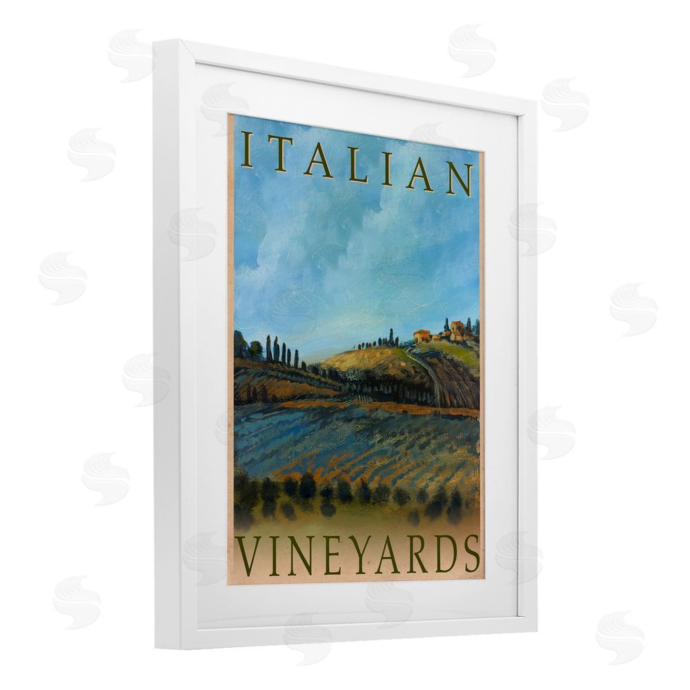 Sundance Graphics Italian Vineyards Vintage Poster White Framed Print Under Glass Wall Art