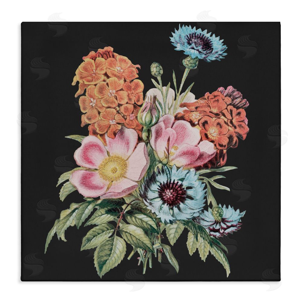 Dan Meneely Vintage Bouquet Study over Black Stretched Canvas Wall Art Print