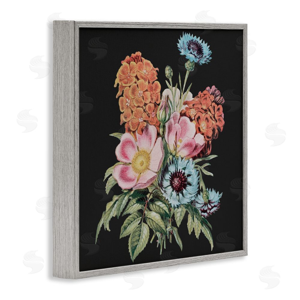 Dan Meneely Vintage Bouquet Study over Black Gray Framed Giclee Wall Art Print