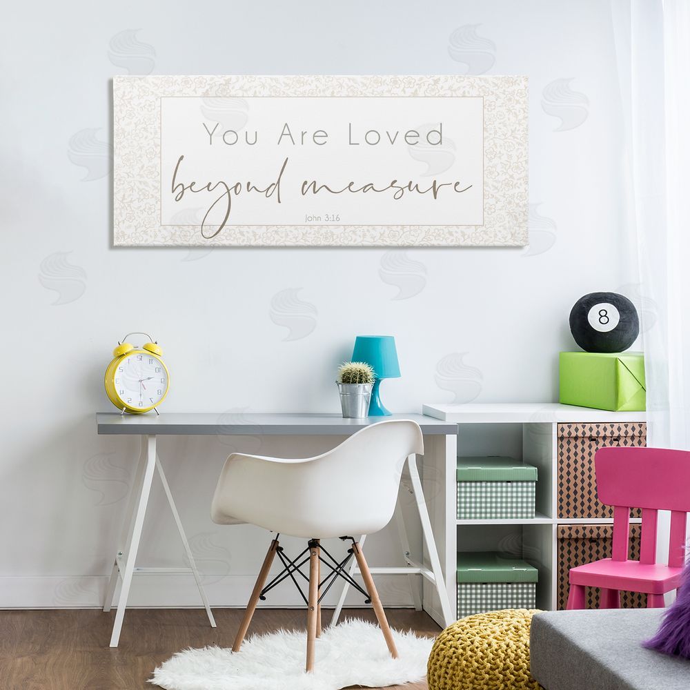 Sundance Graphics Minimal Loved Beyond Measure Canvas Wall Art Print in Room
