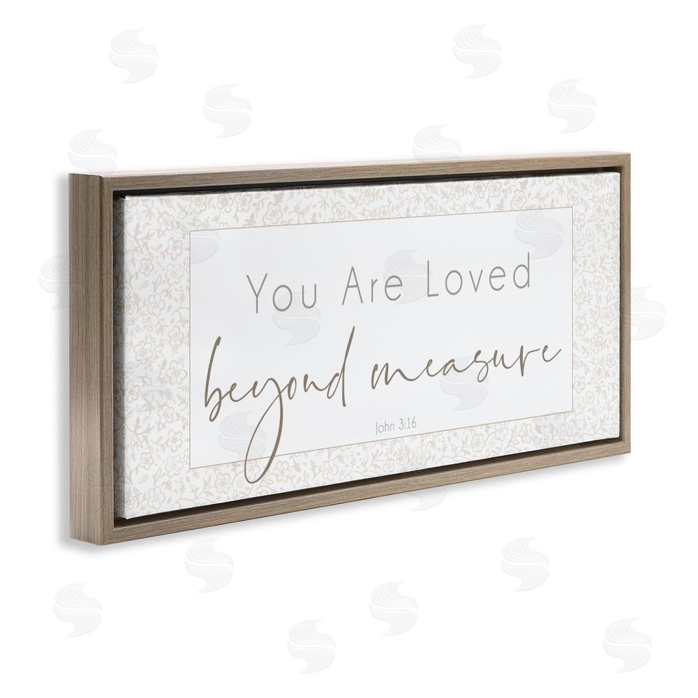 Sundance Graphics Minimal Loved Beyond Measure Brown Floating Frame Canvas Wall Art Print