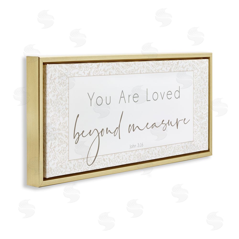 Sundance Graphics Minimal Loved Beyond Measure Gold Floating Frame Canvas Wall Art Print