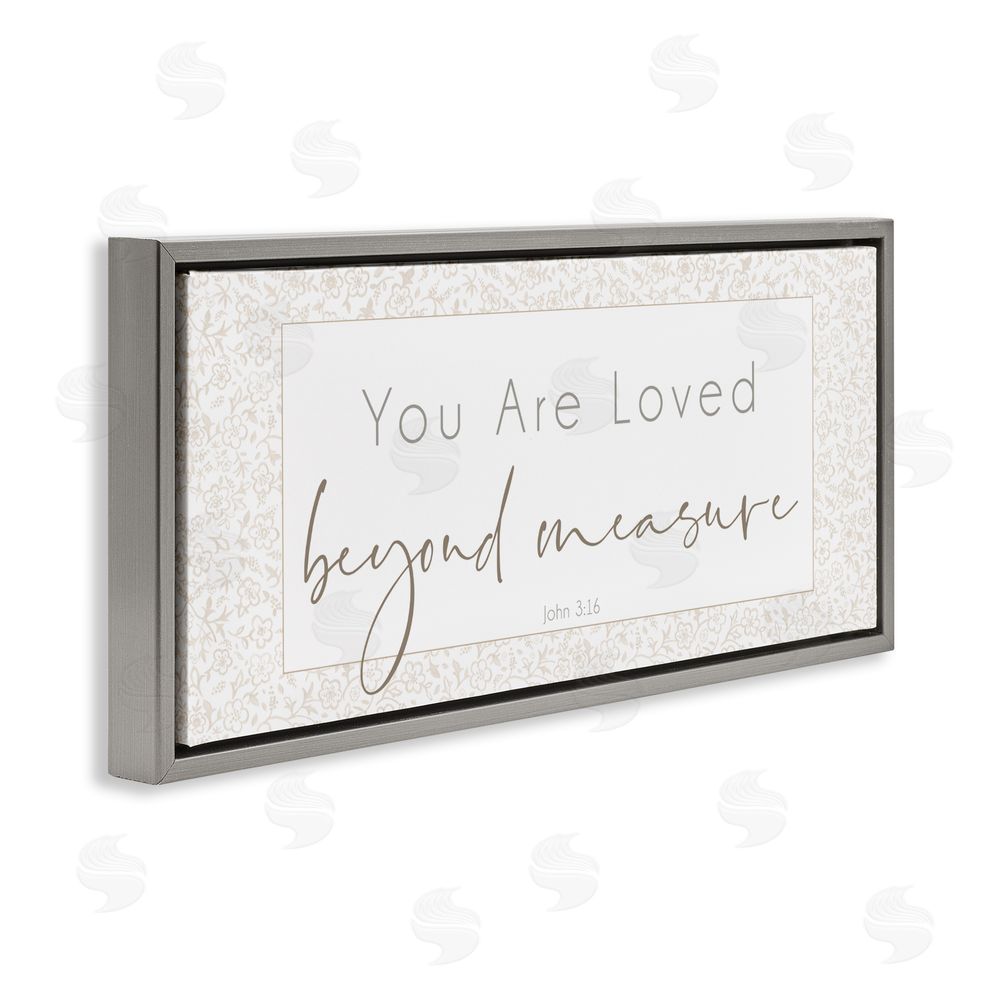 Sundance Graphics Minimal Loved Beyond Measure Gray Floating Frame Canvas Wall Art Print