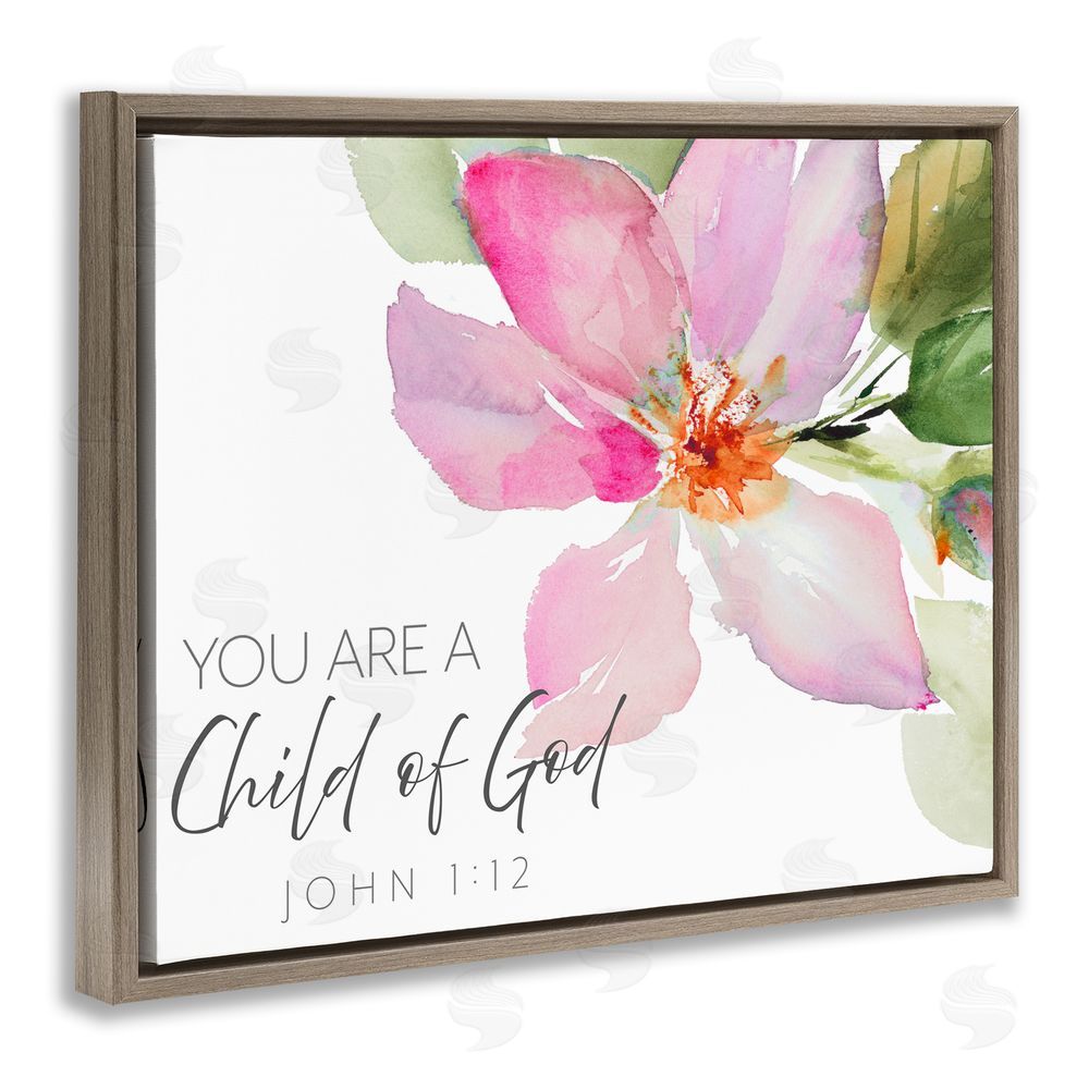 Sundance Graphics Child Of God Pink Flower Brown Floating Frame Canvas Wall Art Print