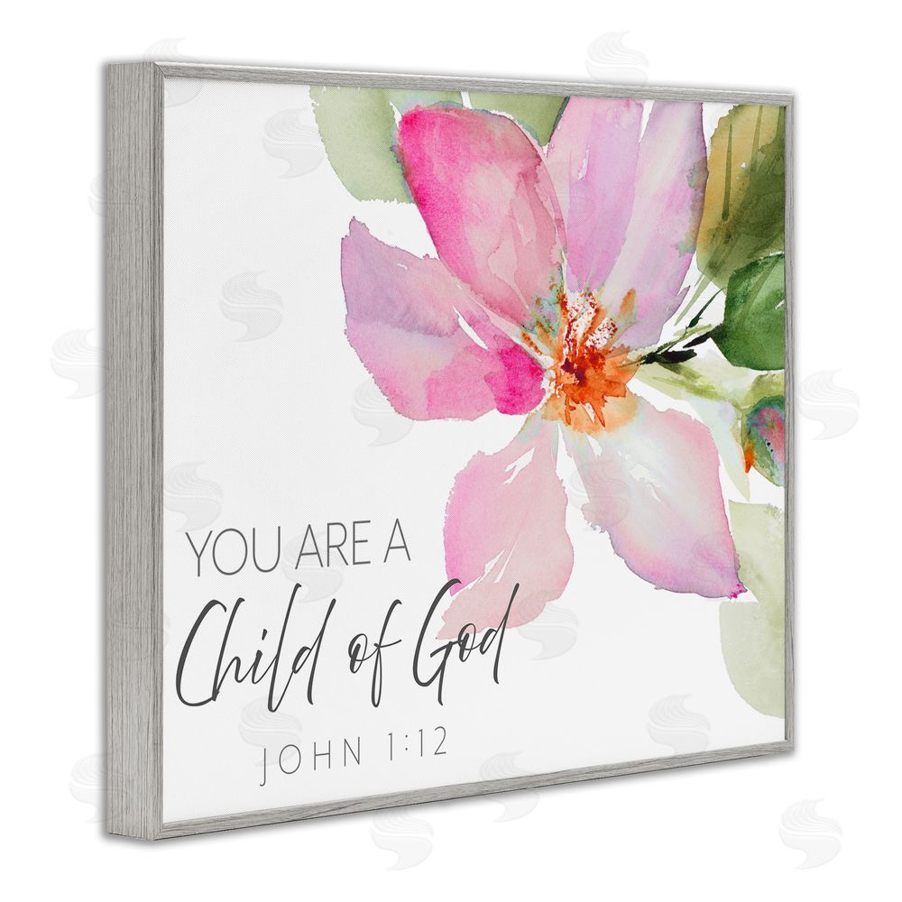 Sundance Graphics Child Of God Pink Flower Gray Framed Giclee Wall Art Print