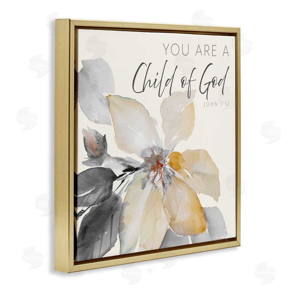 Sundance Graphics Child Of God Flower Gold Floating Frame Canvas Wall Art Print