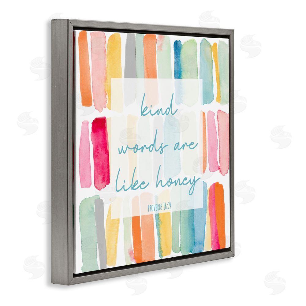 Sundance Graphics Kind Words Are Like Honey Gray Floating Frame Canvas Wall Art Print